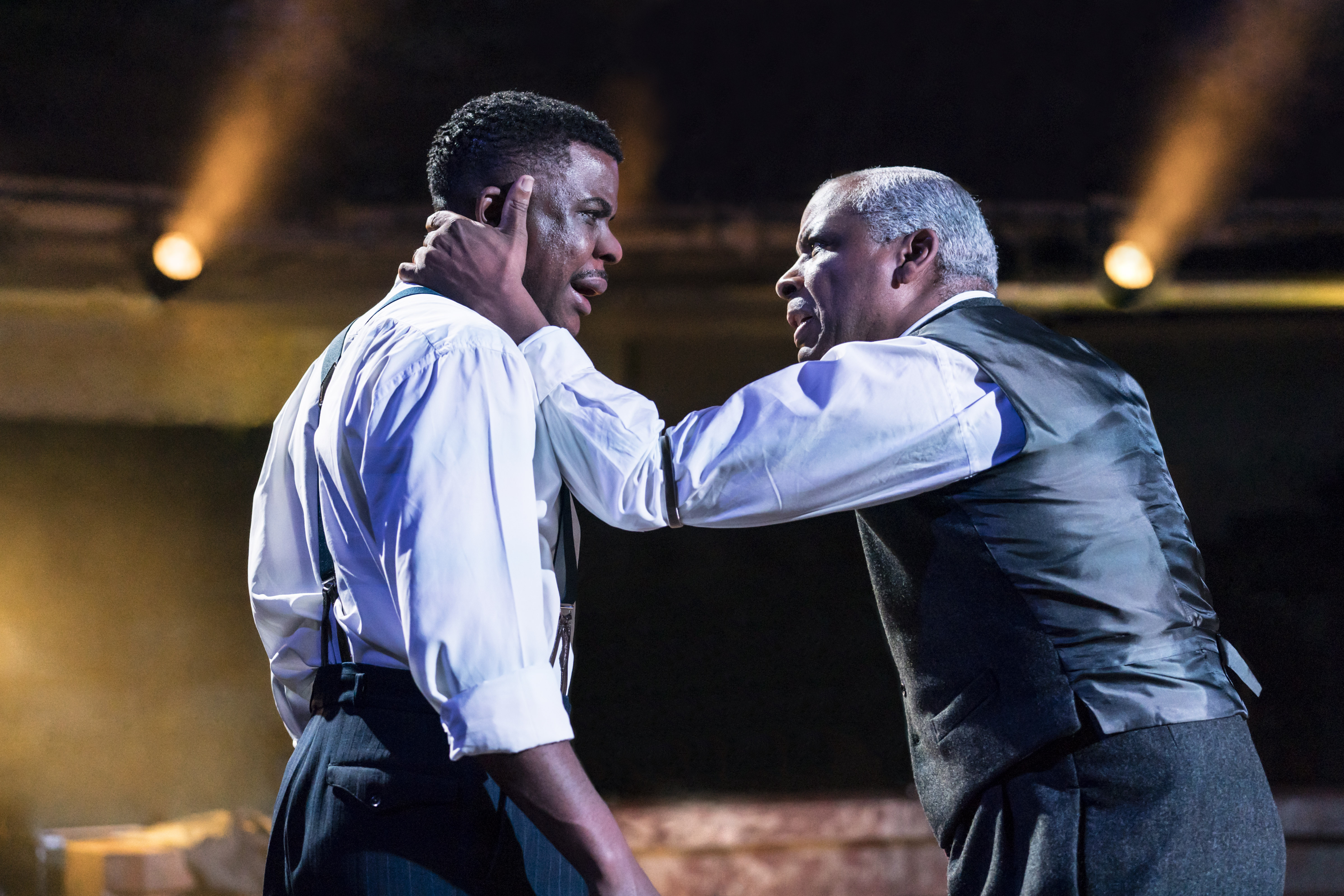 Ashley Zhangazha and Don Warrington in Death of a Salesman at the Royal Exchange. Photo: Johan Persson
