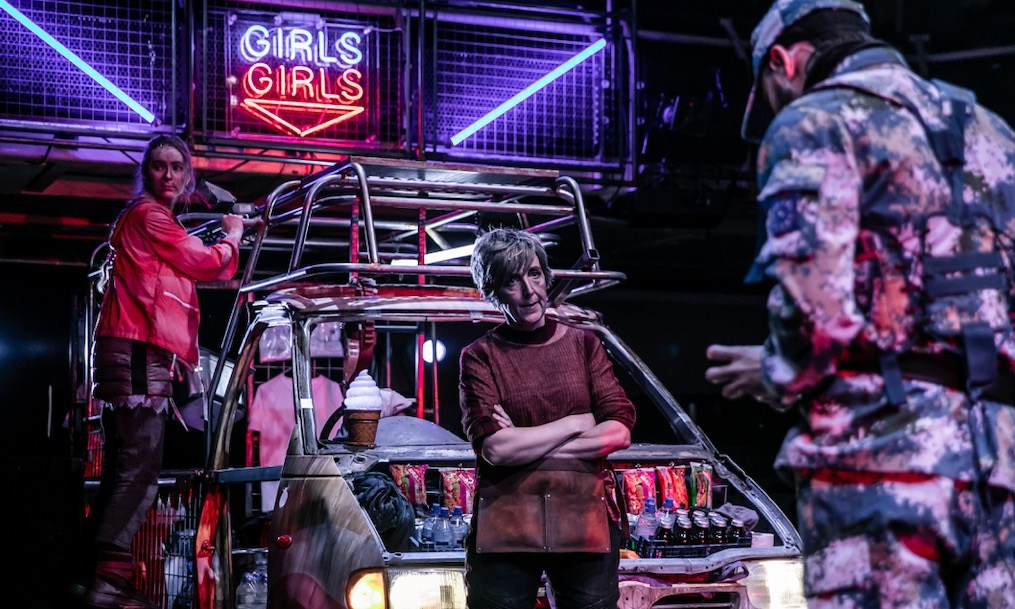 Mother Courage and Her Children at Royal Exchange, Manchester. Design, Joanna Scotcher; lighting design, Lizzie Powell. Photo: The Other Richard.
