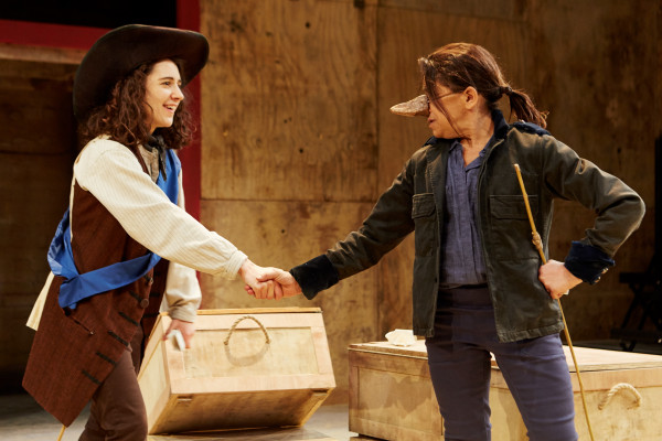 Ellie Kendrick and Kathryn Hunter in Cyrano de Bergerac at Southwark Playhouse. Photo: Richard Lakos. Ellie Kendrick and Kathryn Hunter in Cyrano de Bergerac at Southwark Playhouse. Photo: Richard Lakos.